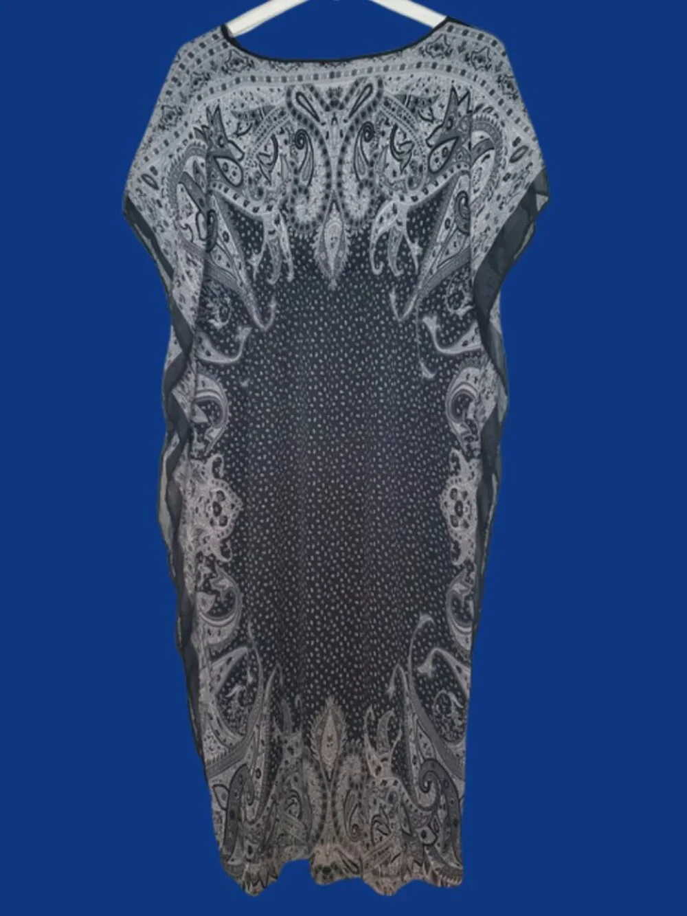 Speed Control Black White Paisley Kaftan Dress 3XL Plus Size V Neck Boho Maxi